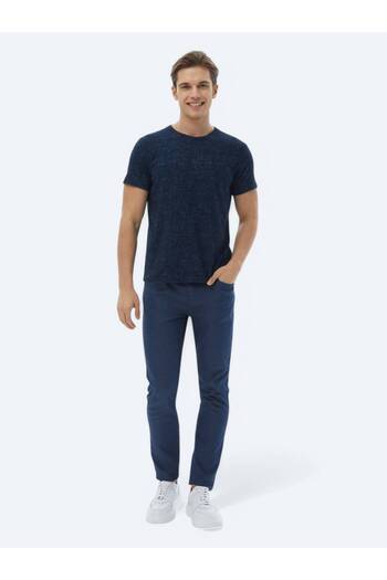 Kip Μπλουζάκι με βαμβακερό μείγμα Navy Blue Jacquard Crew Neck