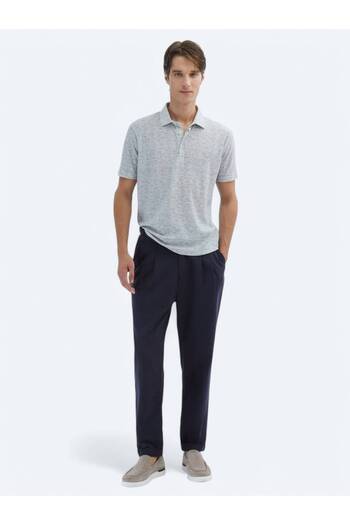 Kip Beige Printed Polo Neck Cotton Blended T-Shirt