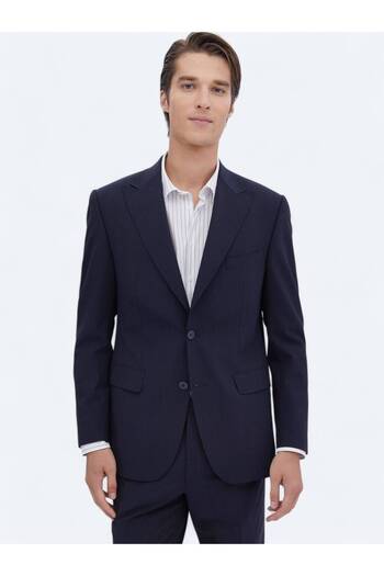 Kip Navy Blue Micro Modern Fit Eco-Friendly Wool Blend Suit