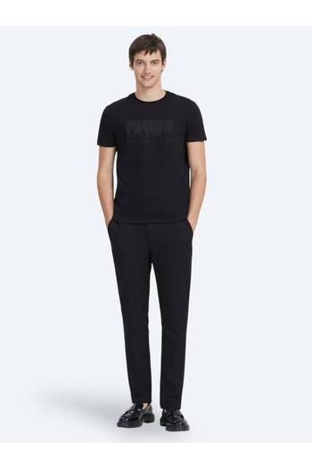 Kip Black Printed Crew Neck 100% Cotton T-Shirt