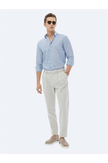 Kip Παντελόνι Stone Woven Carrot Fit Smart Casual 100% βαμβακερό