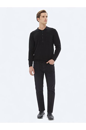 Kip Πλεκτό πουλόβερ μαύρο Polo Neck Thessaloniki Cotton Blend