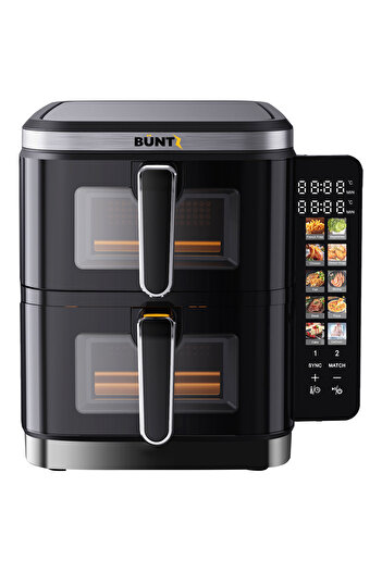 Buntz Air Fryer Digital BAF‑10X2, 11L, 2800 W, Dual Zone, Panou tactil, Termostat 60–200°C, Negru