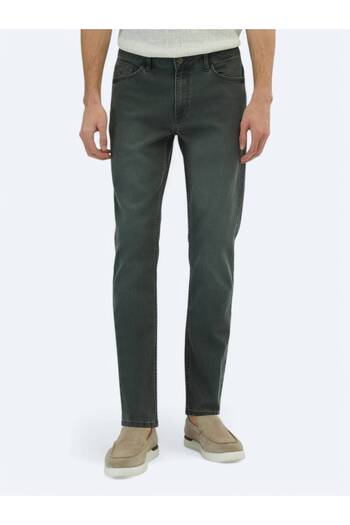 Kip Темно-зелені брюки Slim Fit з деніму та бавовни