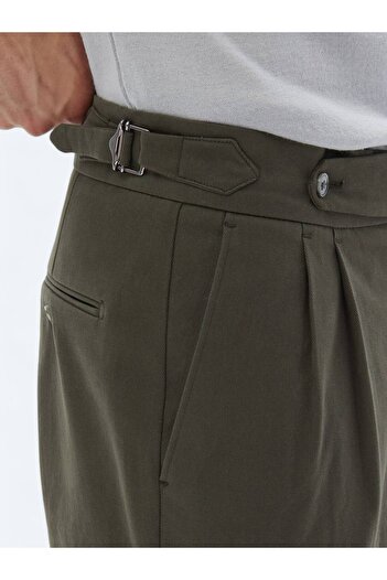 Kip Χακί υφαντό Carrot Fit Casual βαμβακερό παντελόνι