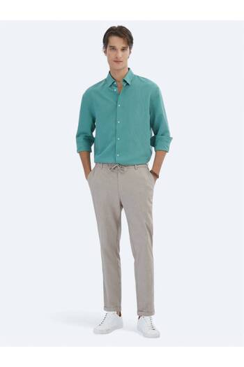 Kip Nile Green Oversize Fit Woven Casual Shirt