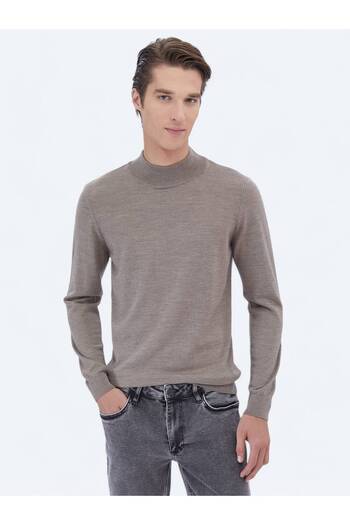 Kip Mink Half Turtleneck Plain Knit Wool Blended Sweater Sweater