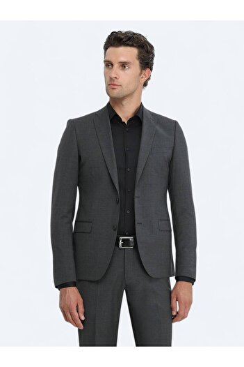 Kip Siyah Düz Slim Fit Dokuma Klasik %100 Pamuk Gömlek