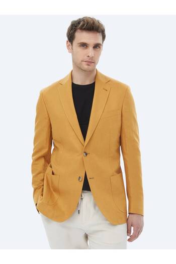 Kip Safran Plain Modern Fit Linen Blend Jacket