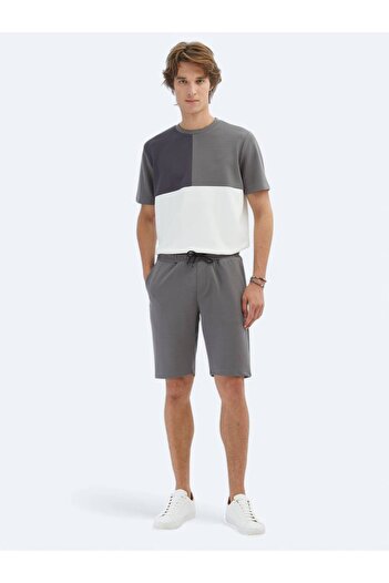 Kip Anthracite Plain Knitted Jogging Fit Sports Bermuda