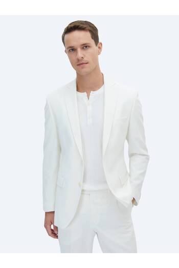 Kip Ecru Plain Slim Fit Suit