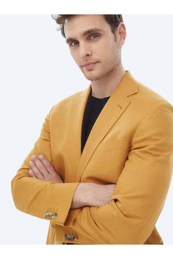 Kip Safran Plain Modern Fit Linen Blend Jacket