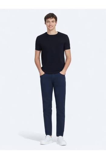 Kip Μπλουζάκι Navy Blue Plain Crew Neck 100% βαμβακερό