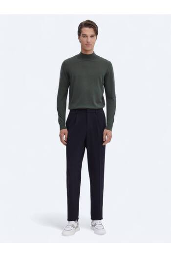 Kip Carrot Fit Navy Blue Knitted Casual Pants
