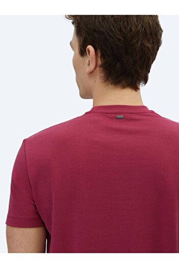 Kip Mürdüm Düz Bisiklet Yaka T-Shirt