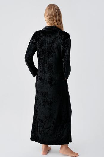 Artış Long Sleeve Zippered Pocket Stretchy Viscose Velvet Dress