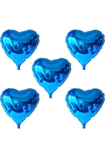 Parti dolabı 5 Adet Mavi Folyo Kalpli Uçan Kalp Balon 45cm (Lacivert) Romantik Evlilik Teklifi 14 Şubat Sürpriz