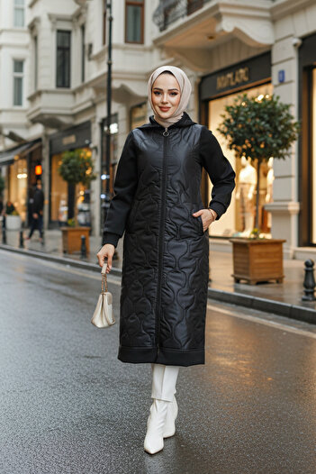 Neva Style Black Quilted Hijab Cap - 80291S