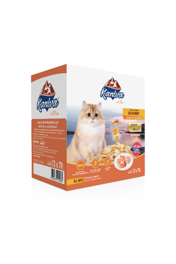 Kaniva Caneva Tuna with Shrimp Wet Food for Small and Large Cats in Jelly 12 Sachets * 70g