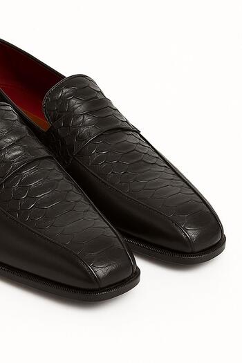 Deriderim Black Crocodile Men's Genuine Leather Shoes