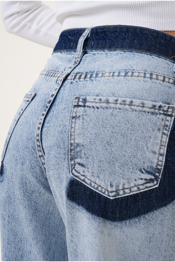 Semesia Baggy Jean με λεπτομέρεια ριγέ πλύσης