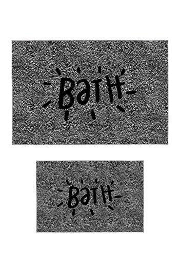 Homefesto Decorative Non-Slip Base Thin Modern Washable 2-Piece Bathroom Mat Set / 40x60 Cm & 50x80 Cm