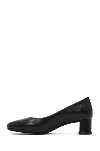 Derimod Flex Women's Black Thick Heeled Leather Shoes 25Afd380818