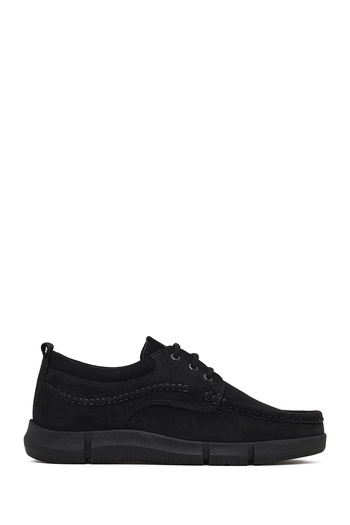 Derimod Men's Black Lace-Up Nubuck Leather Casual Shoes 25Wfd7101V3