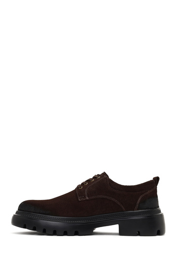 Derimod Men's Brown Lace-Up Thick Soled Suede Leather Casual Shoes 25Wfd701110