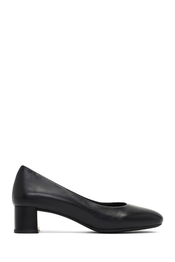 Derimod Flex Women's Black Thick Heeled Leather Shoes 25Afd380818