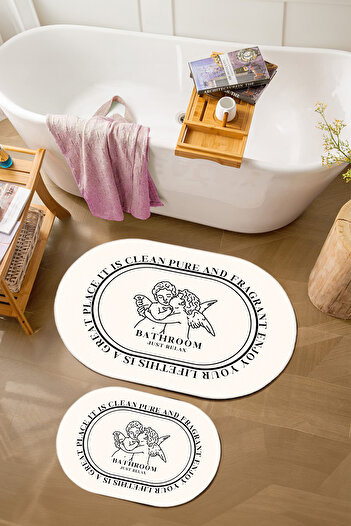Homefesto Special Design, Non-Slip Base, Thin, Washable, Modern Bathroom Mat Set - 60x100 cm & 40x60 cm
