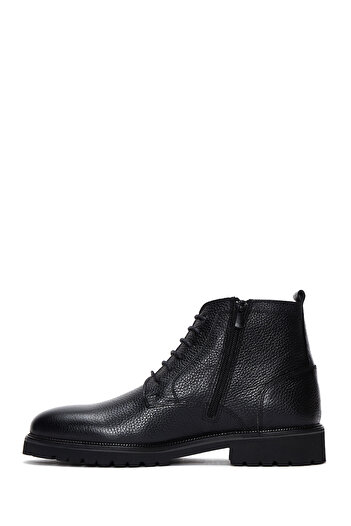 Derimod Men's Black Lace-Up Leather Zippered Casual Boots 25Wfd6014Ft