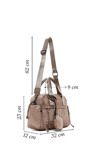 Derimod Women's Beige Long Strap Accessory Detailed Fabric Shoulder Bag 25Wbd24746F