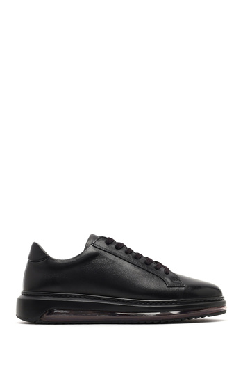 Derimod Men's Black Lace-Up Thick Sole Leather Sneaker, Winter Sports Shoes 25Wfd631018