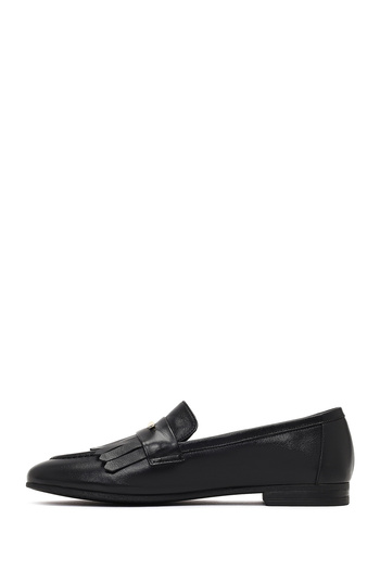 Derimod Women's Black Buckle Leather Winter Loafer Shoes 25Afd380418
