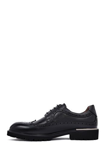 Derimod Men's Black Lace-Up Thick Soled Leather Casual Shoes 25Wfd605818