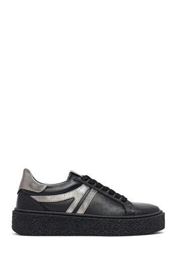 Derimod Women's Black Lace-Up Thick Sole Leather Sneaker, Winter Sports Shoes 25Afd511118