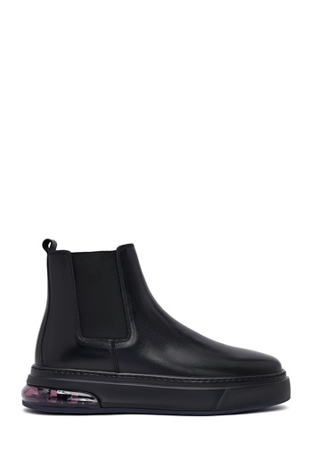 Derimod Men's Black Thick Soled Leather Chelsea Boots 25Wfd631518