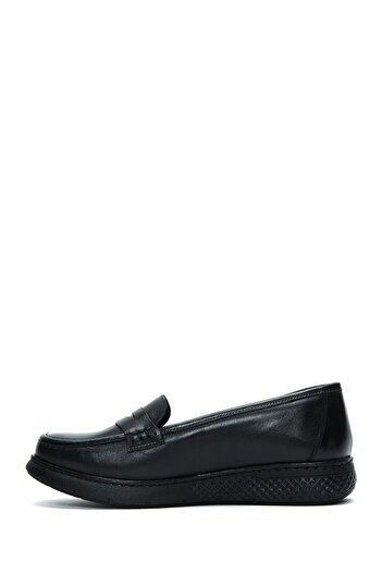 Derimod Women's Black Leather Comfort Winter Loafer Shoes 25Afd410018