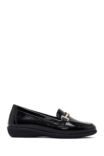Derimod Women's Black Buckle Leather Masculine Winter Loafer Shoes 25Afd152616