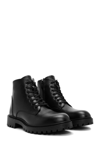 Derimod Ανδρικές μαύρες δερμάτινες μπότες casual με φερμουάρ 25WFD680018