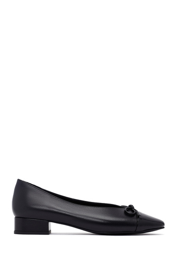 Derimod Women's Black Short Heeled Leather Ballerina Shoes 25Afd161914