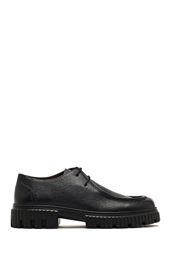 Derimod Men's Black Lace-Up Thick Soled Leather Casual Shoes 25Wfd6053Ft