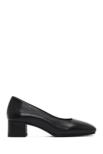 Derimod Flex Women's Black Short Thick Heeled Leather Shoes 25Afd380018