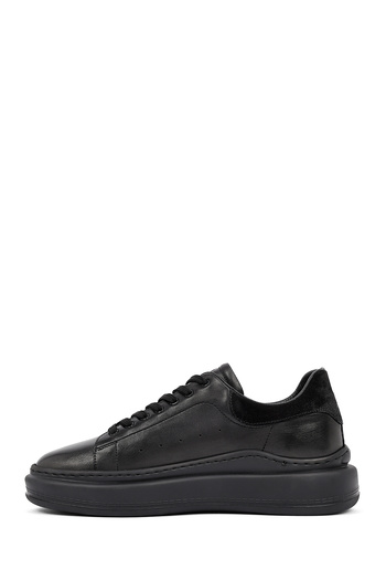 Derimod Men's Black Lace-Up Thick Soled Leather Sneaker, Winter Sports Shoes 25Wfd642518
