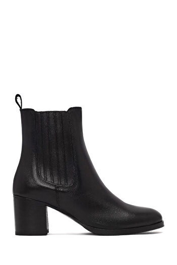 Derimod Women's Black Thick Heeled Leather Chelsea Boots 25Wfd183318