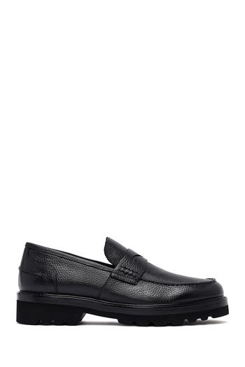 Derimod Men's Black Leather Casual Winter Loafer Shoes 25Wfd7049Ft