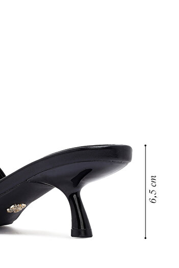Derimod Women's Black Thin Short Heeled Slippers 25Sfe451318