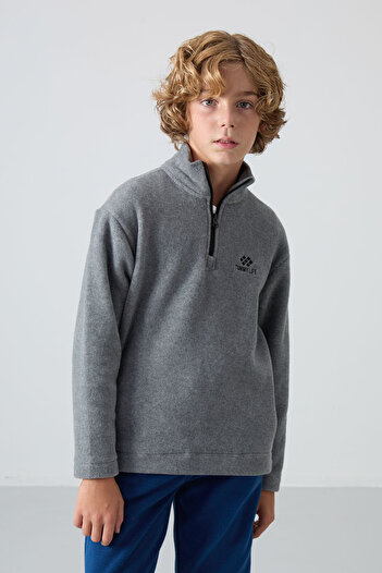 TOMMY LIFE Standard Fit 2-Pack Black-Grey Melange Boys' Fleece Sweatshirt - 11221