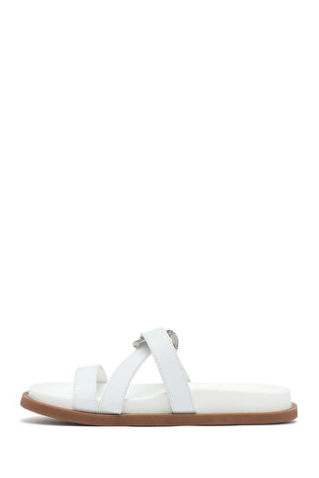 Derimod Women's White Stone Slippers 25Sfe451218